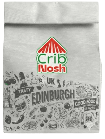 CribNosh Edinburgh delivery bag featuring the CribNosh logo and local food-inspired artwork.